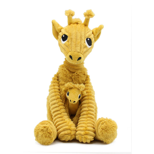 LES PTIPOTOS - GIRAFE MAMAN & BÉBÉ 30CM MOUTARDE