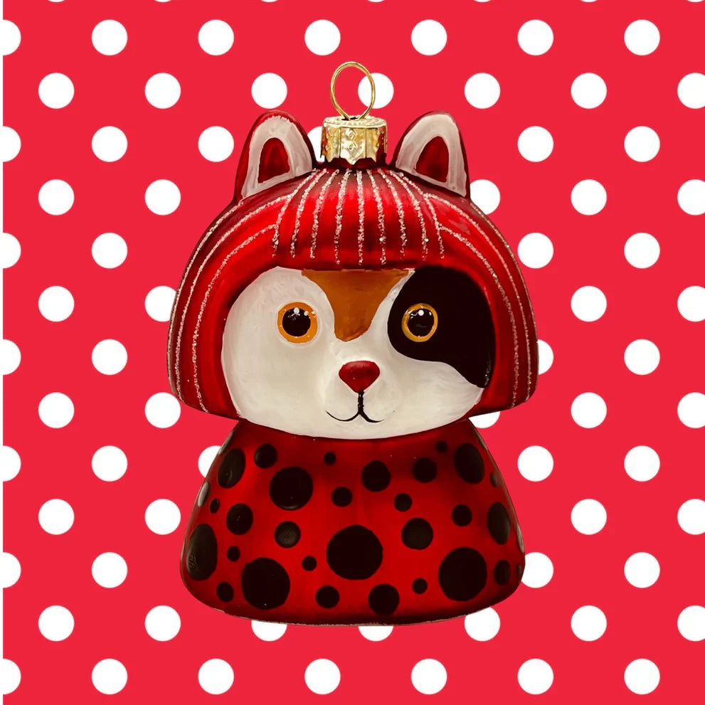Boule de Noël Yayoi Kusameow Kusama Chat Calico par Naked Decor