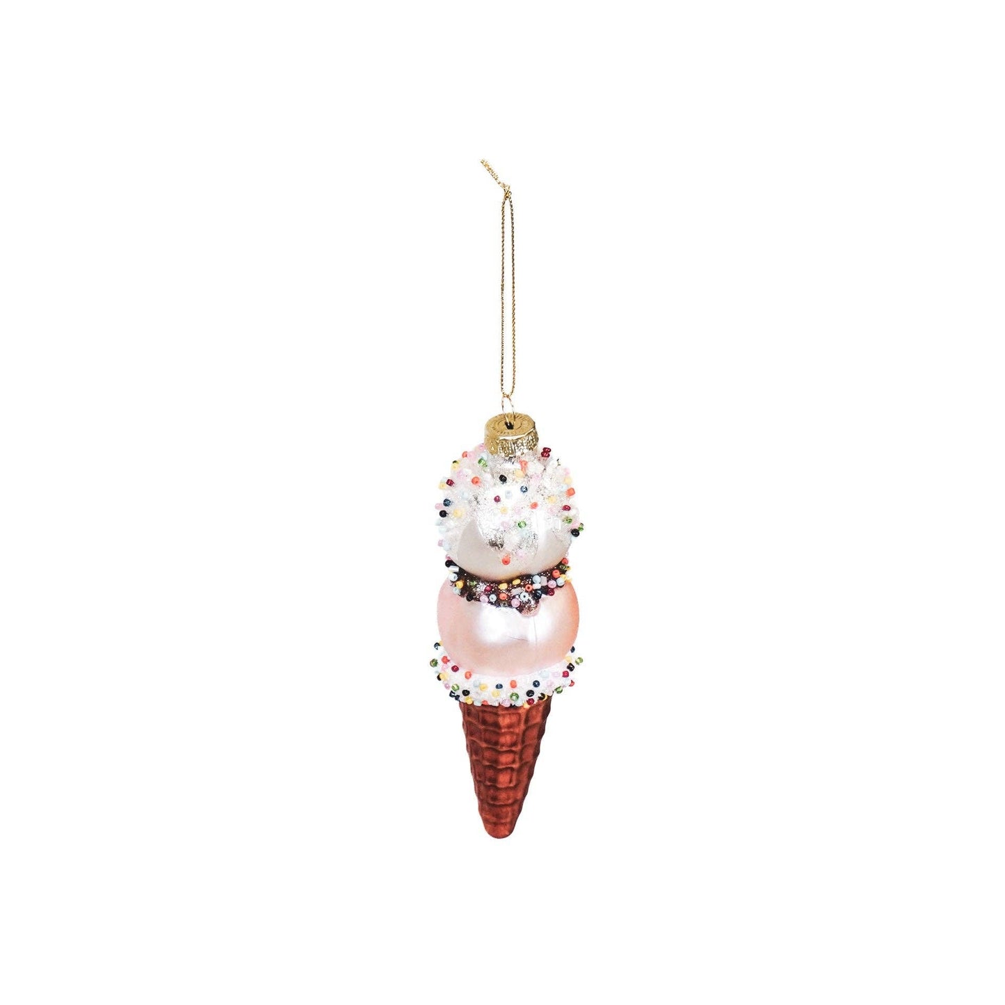 Boule de Noël Cornet de Glace Fraise Vanille