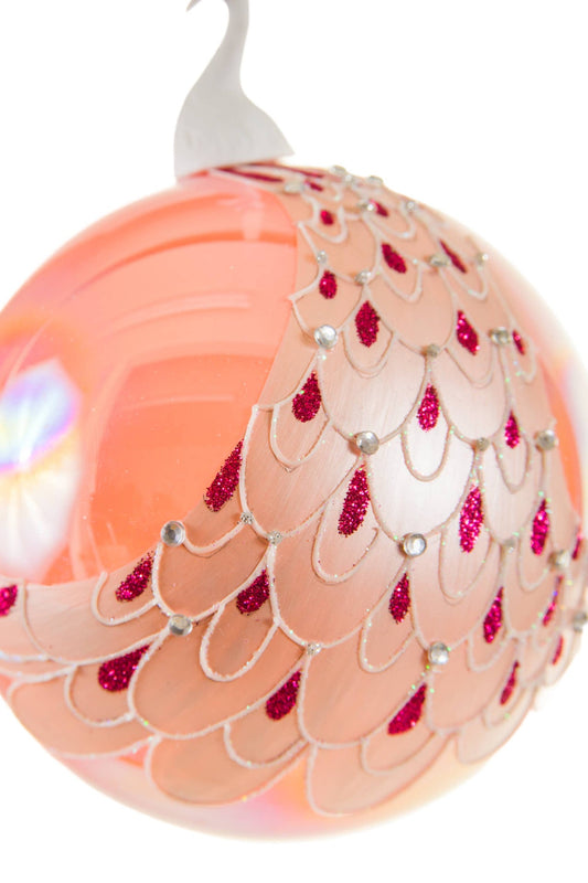 Boule de Noël Paon Rose