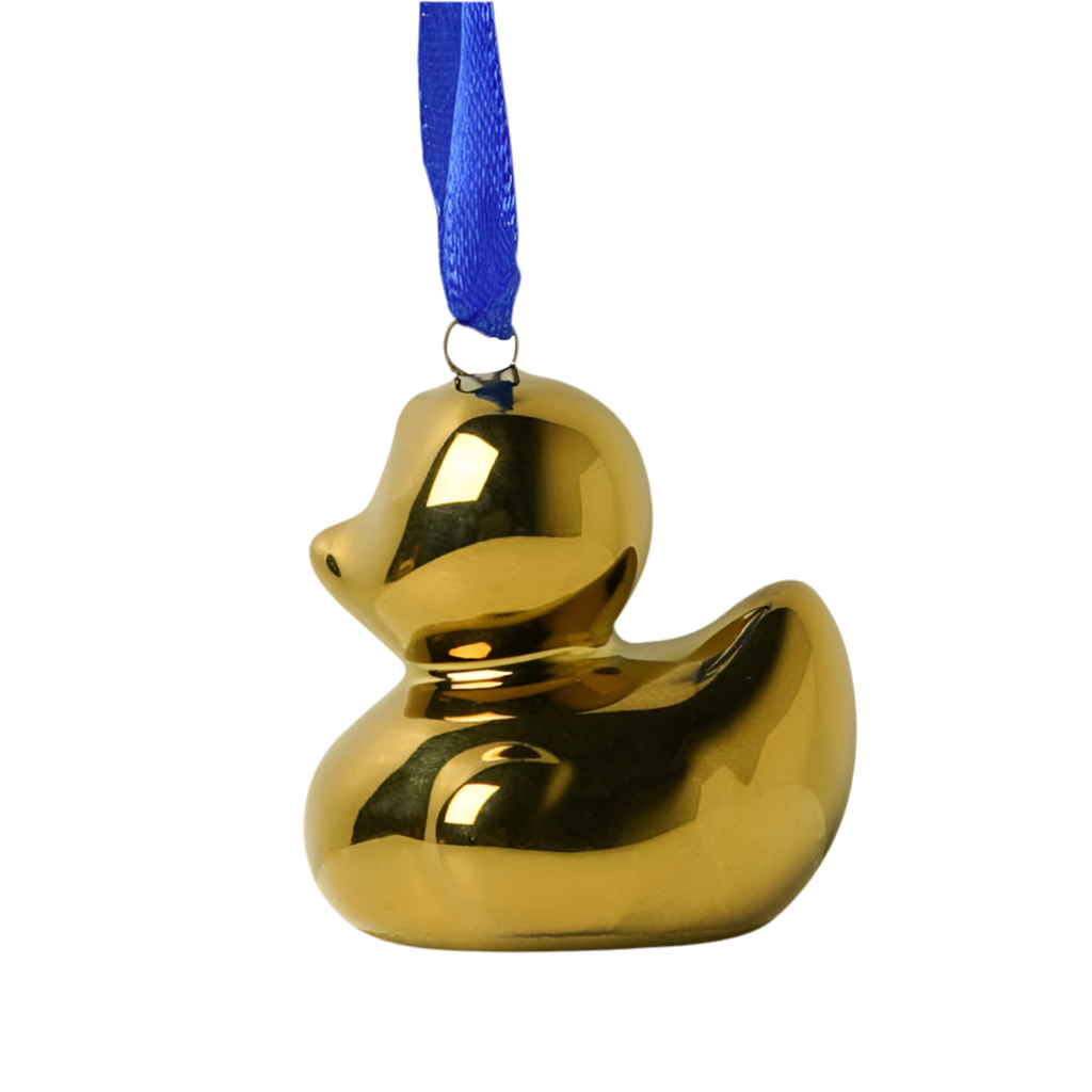 Weihnachtsdekoration in Form einer goldenen Ente