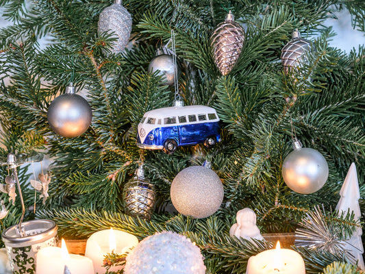 VW T1 Bus Christmas Decoration Blue & White