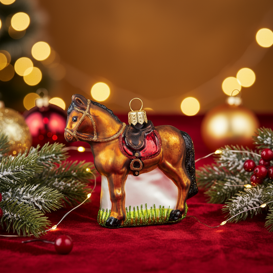 Weihnachtskugel Pferd mit Sattel