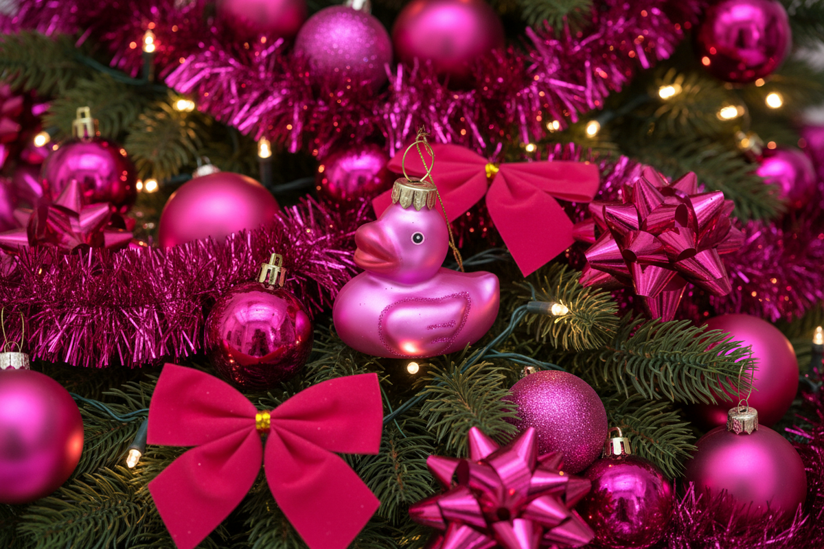 Boule de Noël Canard de Bain Rose – vue produit 5