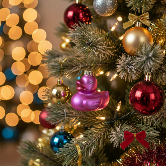 Boule de Noël Canard de Bain Rose – vue produit 2
