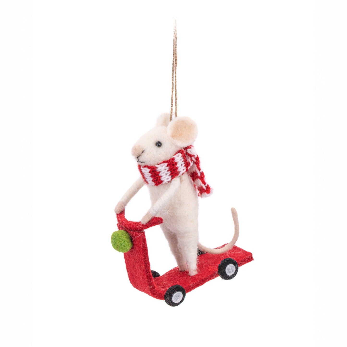 Hängende Dekoration: Elegante Maus auf einem Roller