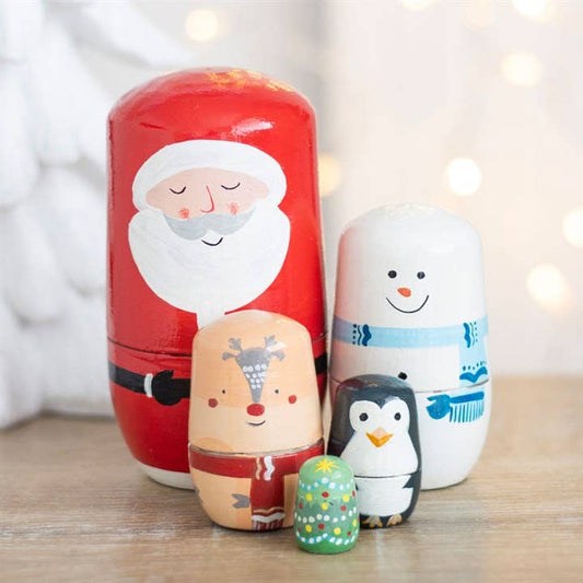 Set of Russian Christmas nesting dolls
