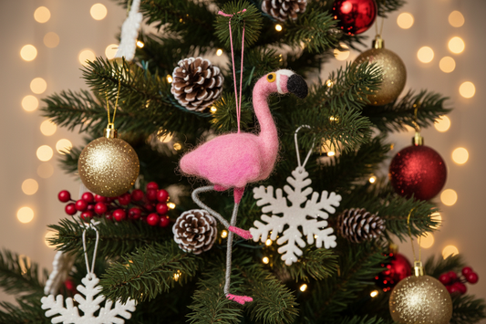 Boule de Noël en Feutrine Frankie le Flamant Rose – vue produit 2