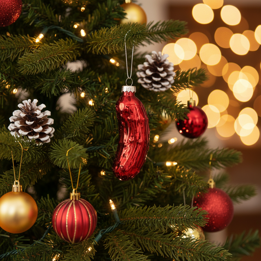 Rote Gewürzgurken-Weihnachtskugel