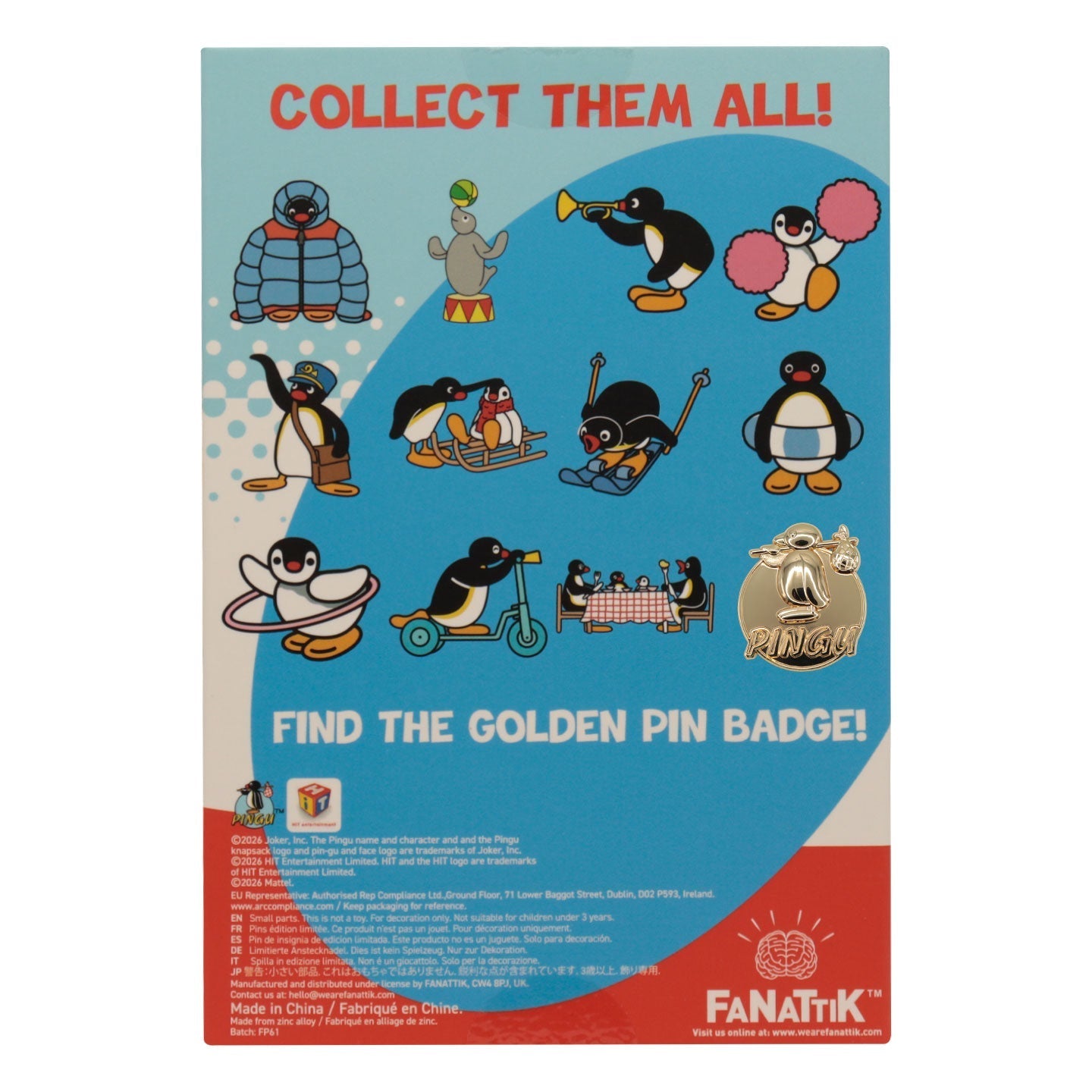 Pingu™ - Mystery Pin Badge CDU featuring 12 Blind Boxes