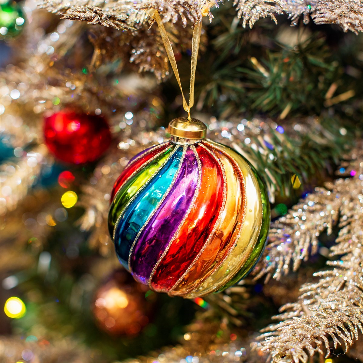 Weihnachtskugel Regenbogenspirale