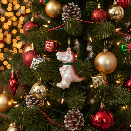Dinosaurier-Weihnachtskugel Weiß