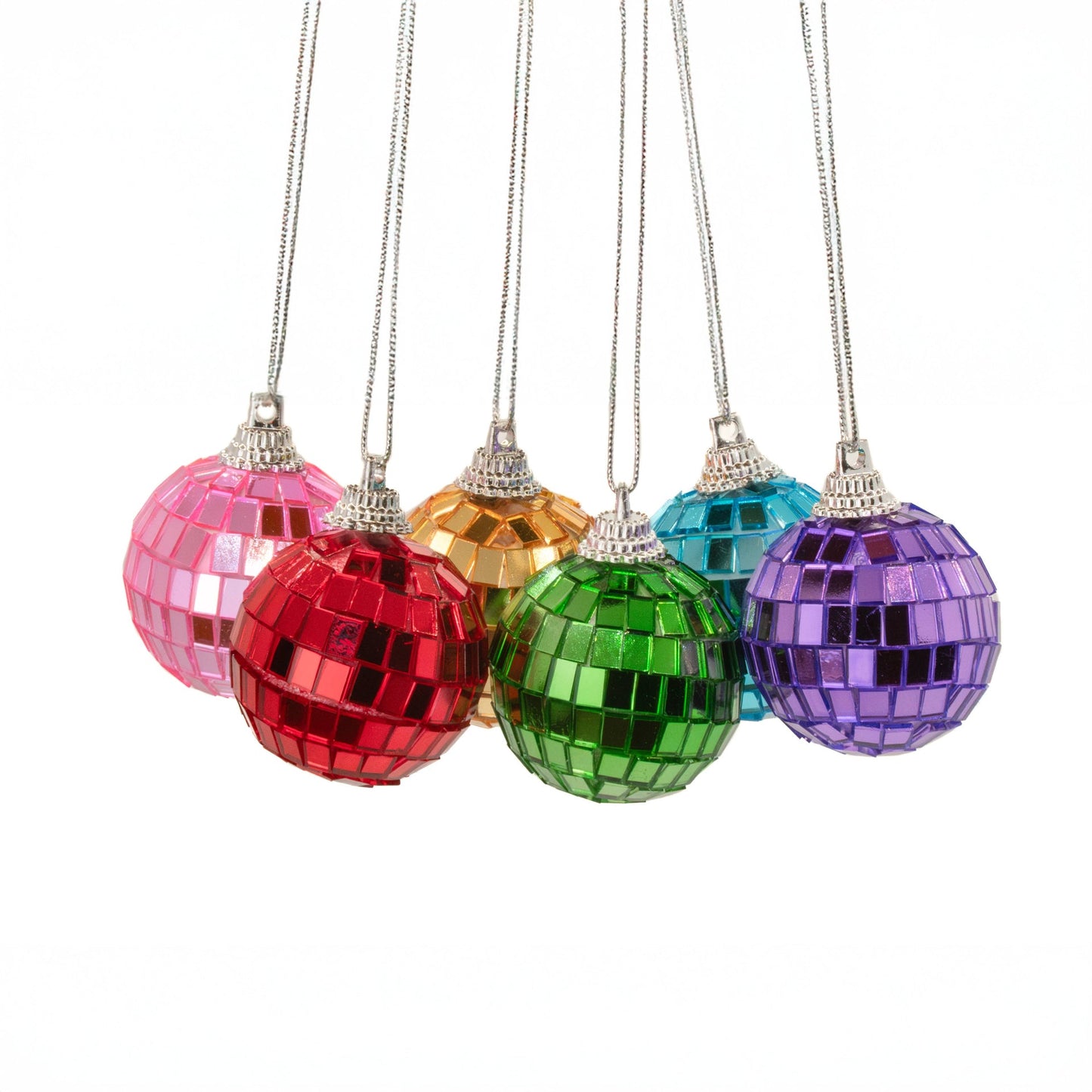 Multicolored Faceted Christmas Baubles 6-Pack