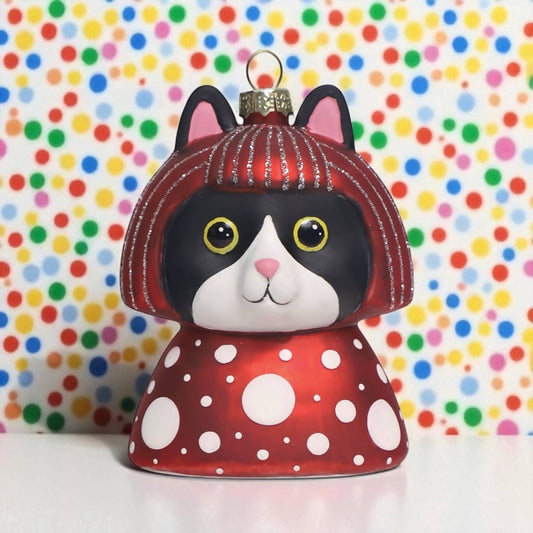 Weihnachtskugel Katze Schwarz-Weiß Yayoi Kusameow Kusama