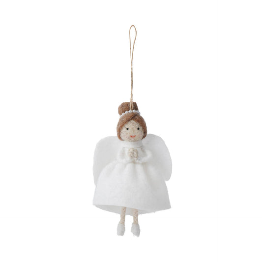 Hanging decoration: Felt angel with dark hair