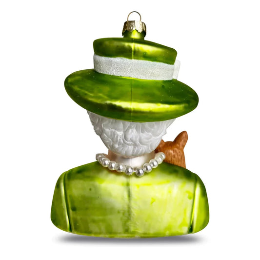 Weihnachtskugel Queen Elizabeth & Corgi Grün