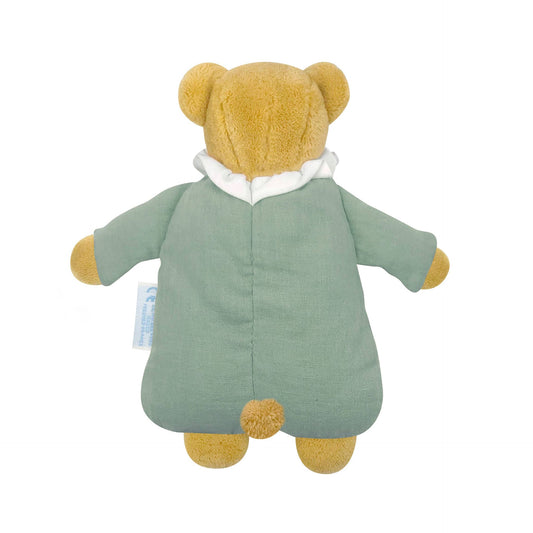 Ours Nid d'Ange Doudou avec Hochet - Coton Bio Celadon
