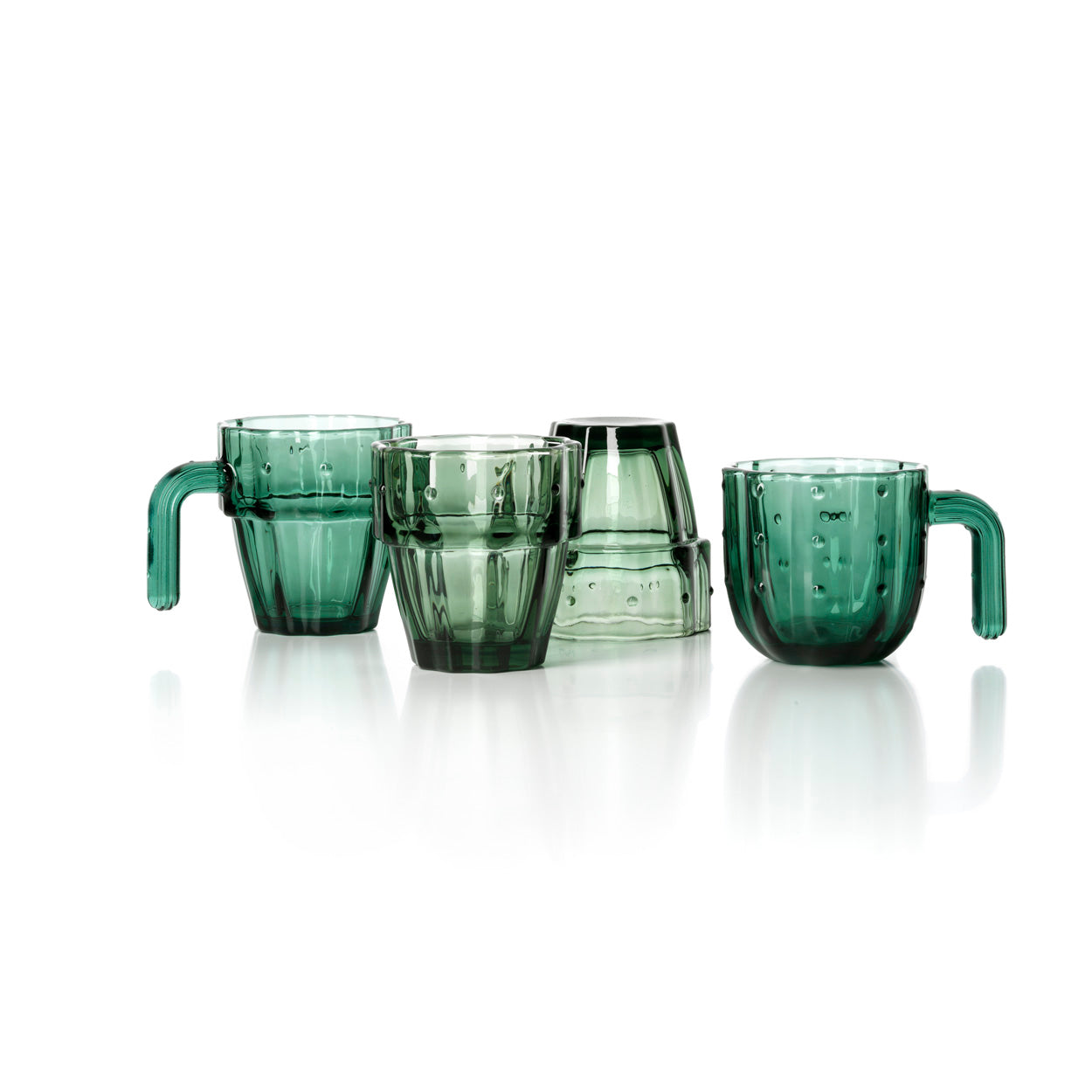Verre Stack-a-Cactus Glasses – Vert Lot de 4