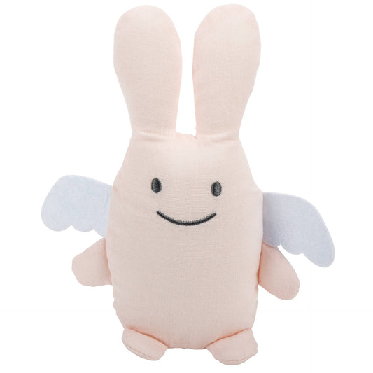 Ange Lapin Doudou avec Hochet - Coton Bio Rose
