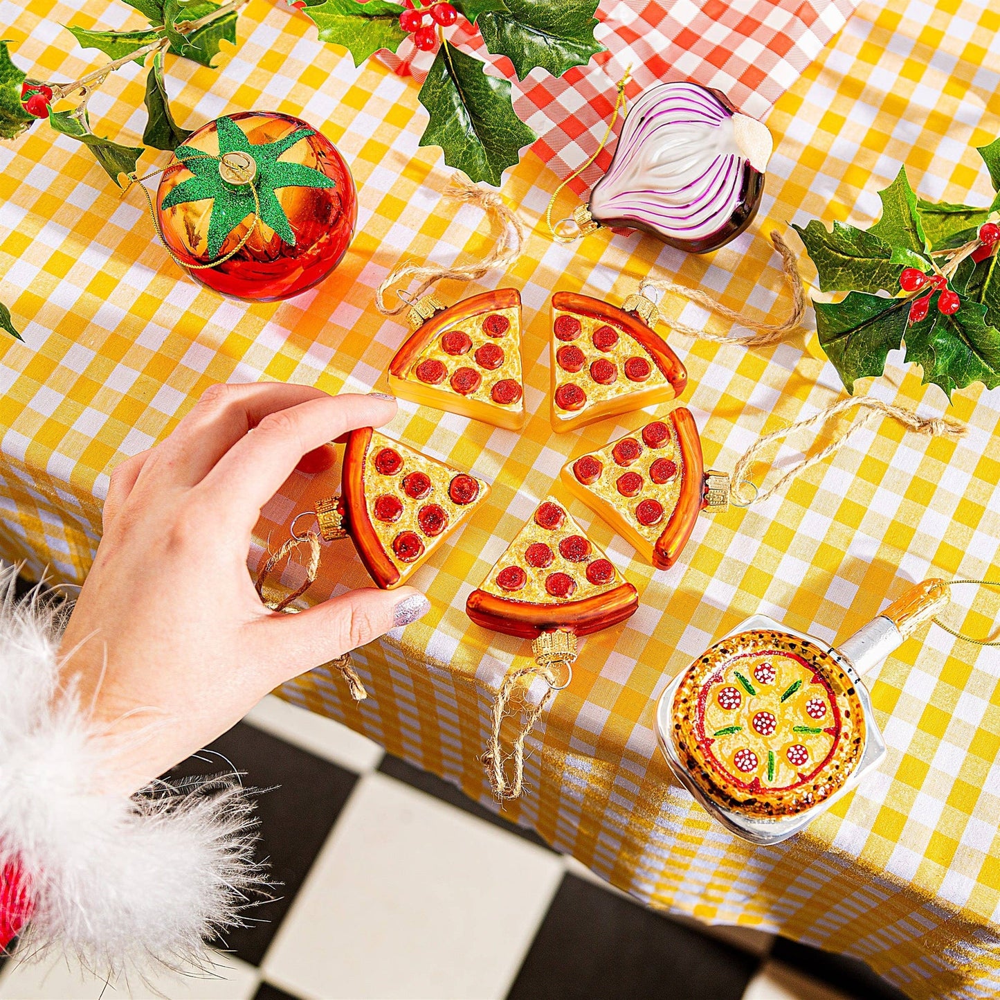 Weihnachtskugeln Pizzastück 5er-Pack