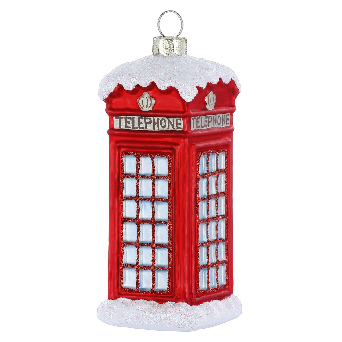 Ornement de Noël cabine téléphonique, verre, 12,5 cm – Holly & Jolly