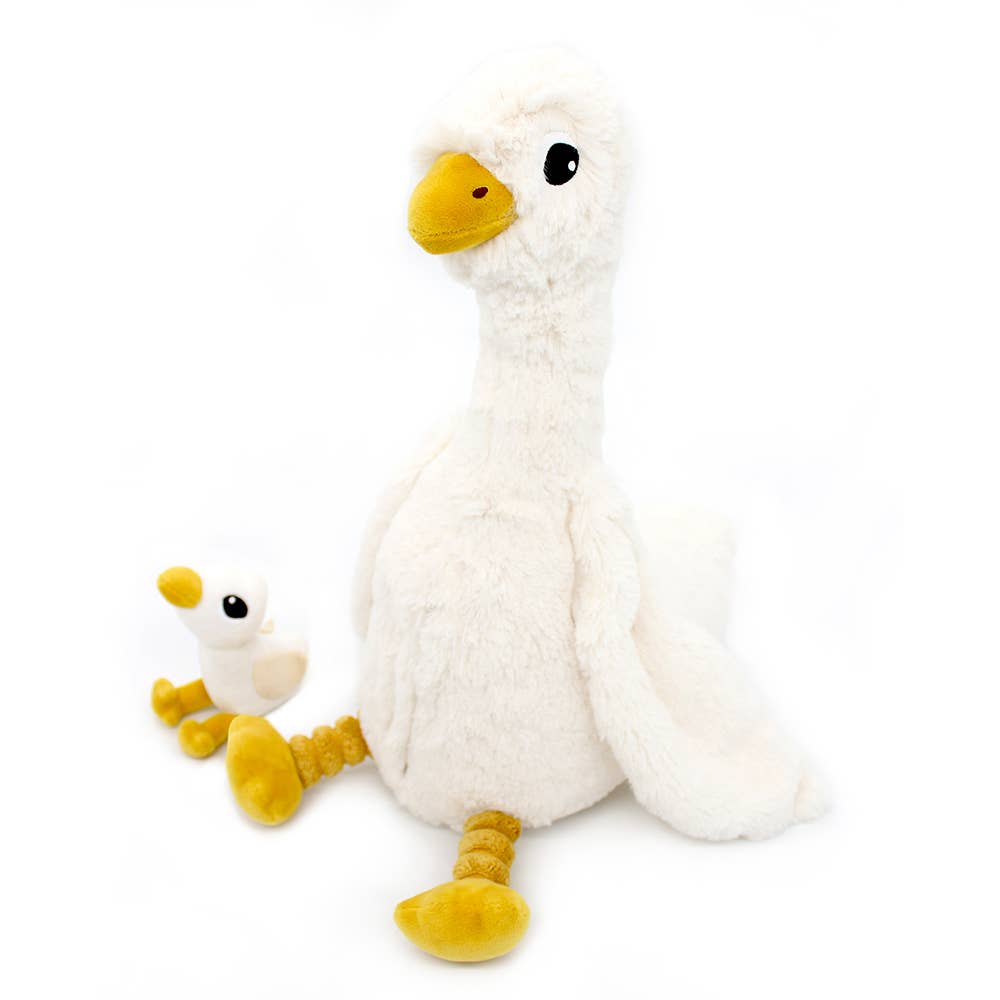 LES PTIPOTOS - OIE EN PELUCHE MAMAN & BÉBÉ 36CM BLANCHE