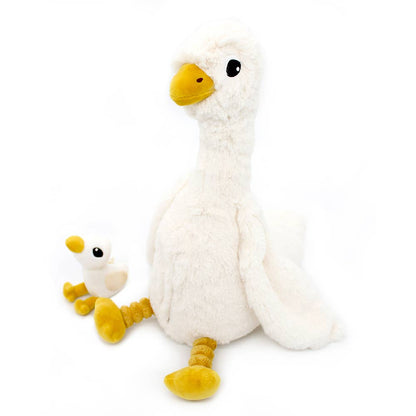 LES PTIPOTOS - OIE EN PELUCHE MAMAN & BÉBÉ 36CM BLANCHE