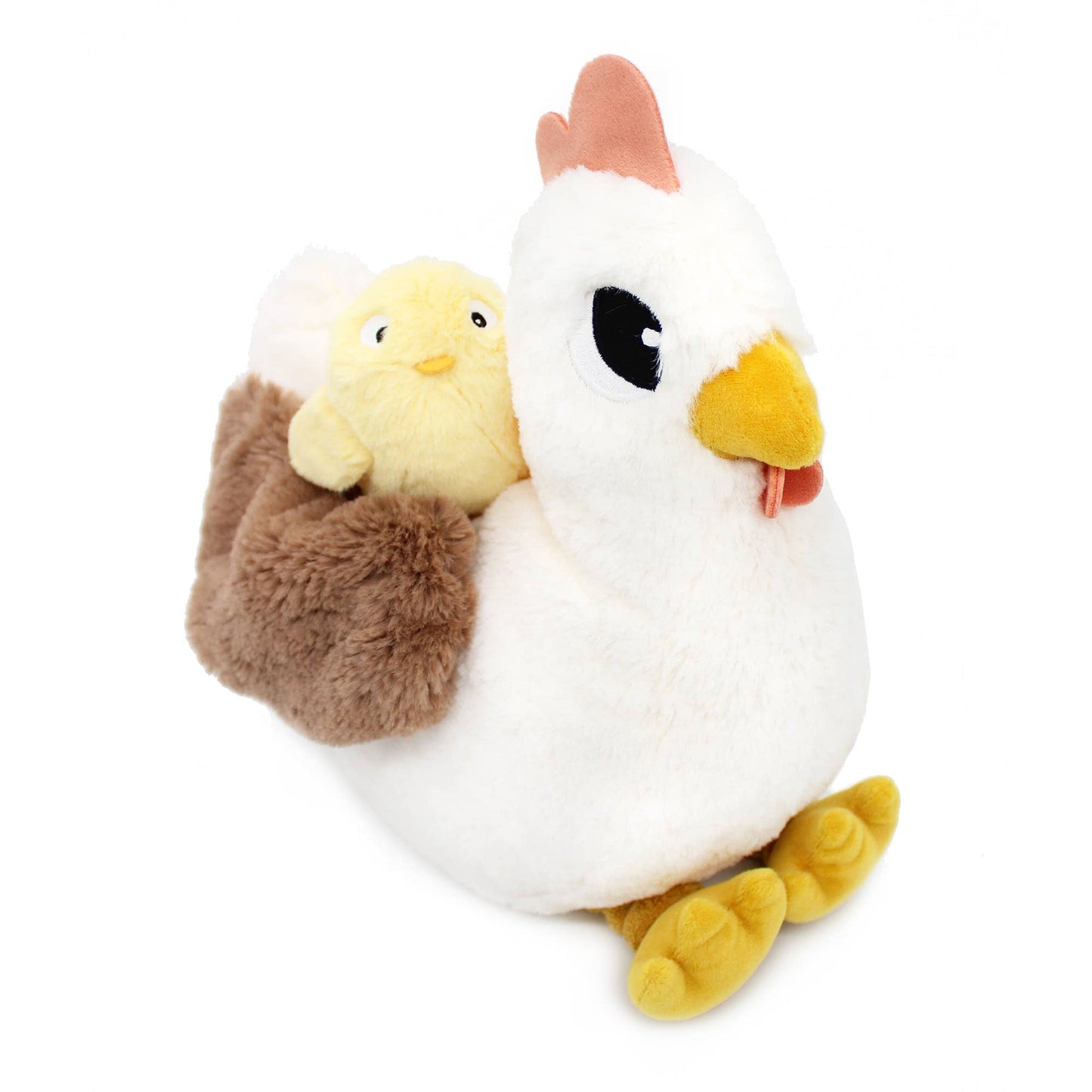 LES PTIPOTOS - PELUCHE POULE MAMAN & BÉBÉ 32CM BLANCHE