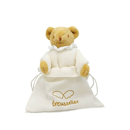 Ours Nid d'Ange Doudou avec Hochet  - Peluche Ivoire