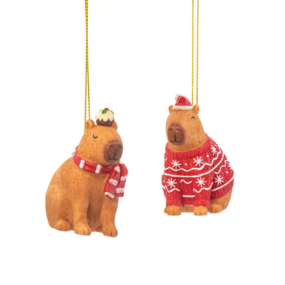 Weihnachtliche Capybara-Hängedeko 2er-Pack