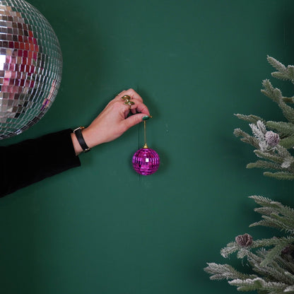 Rosa Disco-Weihnachtskugel - 6er-Pack