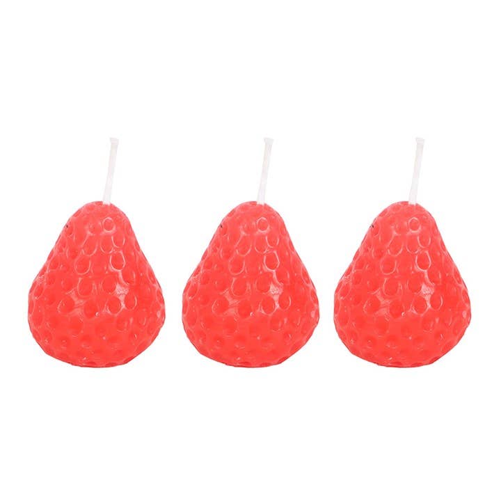 Lot de 3 bougies en forme de fraise