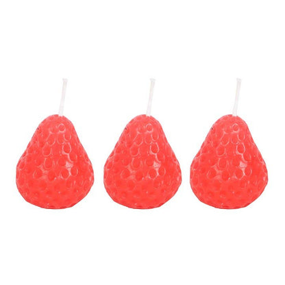 Lot de 3 bougies en forme de fraise