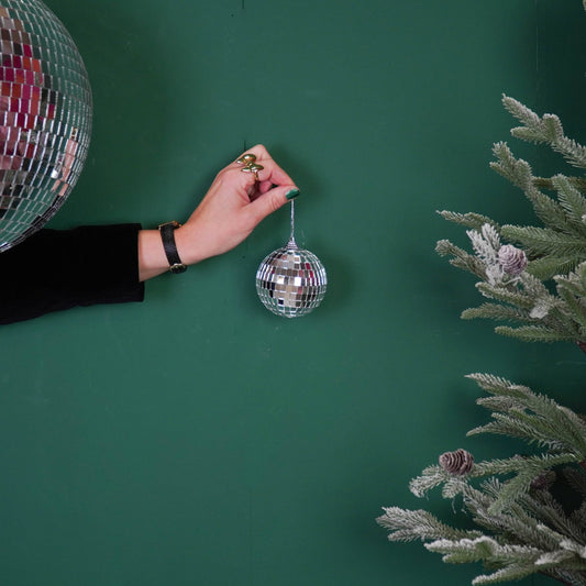 Weihnachtskugel Disco Silber - 8cm