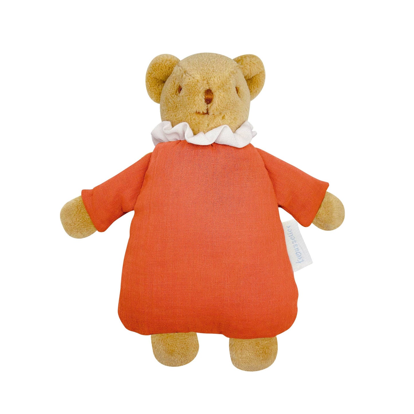 Ours Nid d'Ange Doudou avec Hochet - Coton Bio Corail