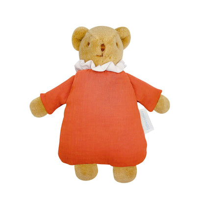 Ours Nid d'Ange Doudou avec Hochet - Coton Bio Corail
