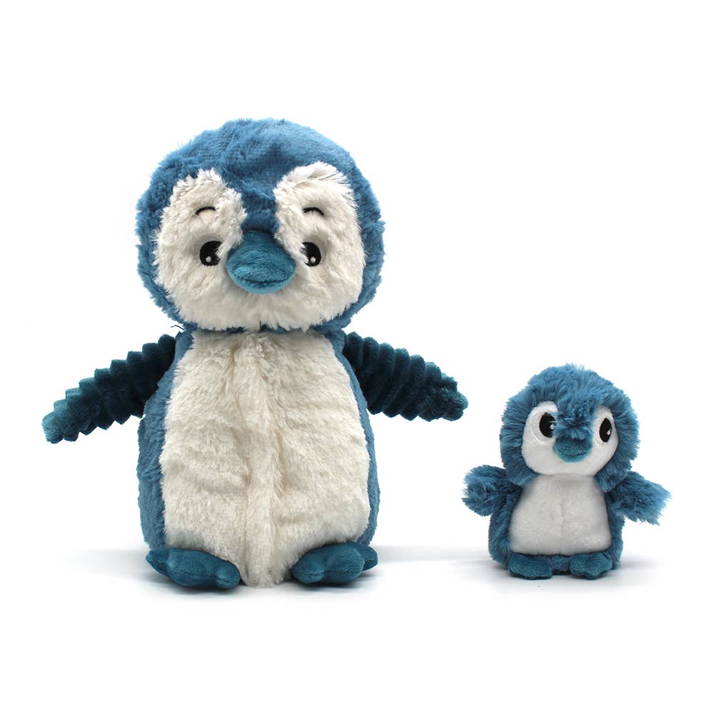 LES PTIPOTOS - PELUCHE MAMAN & BÉBÉ PINGOUIN BLEU 25CM