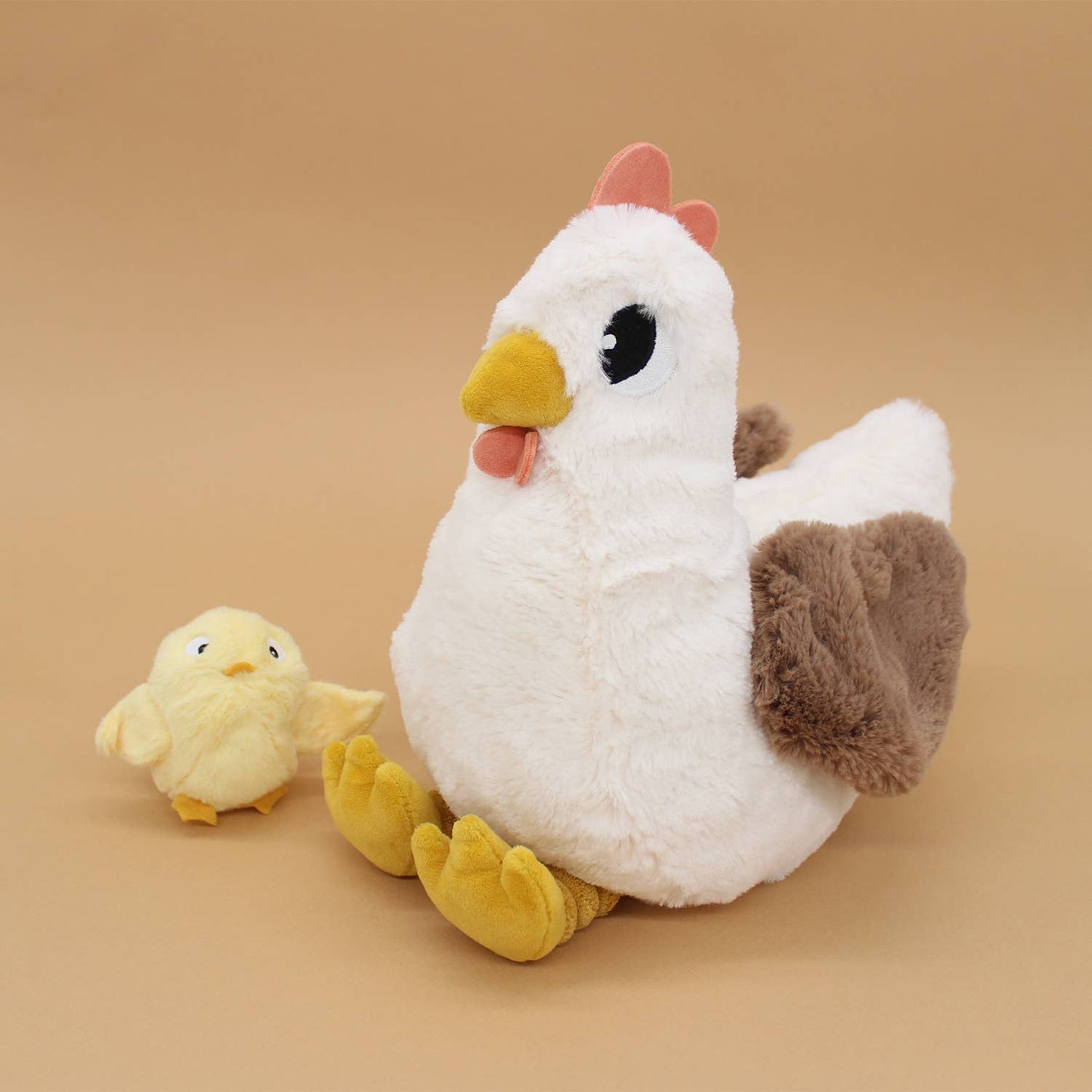 LES PTIPOTOS - PELUCHE POULE MAMAN & BÉBÉ 32CM BLANCHE