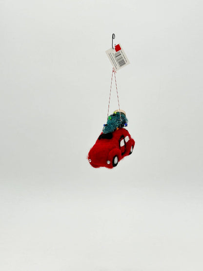 Décoration à suspendre Voiture de Noël en feutre