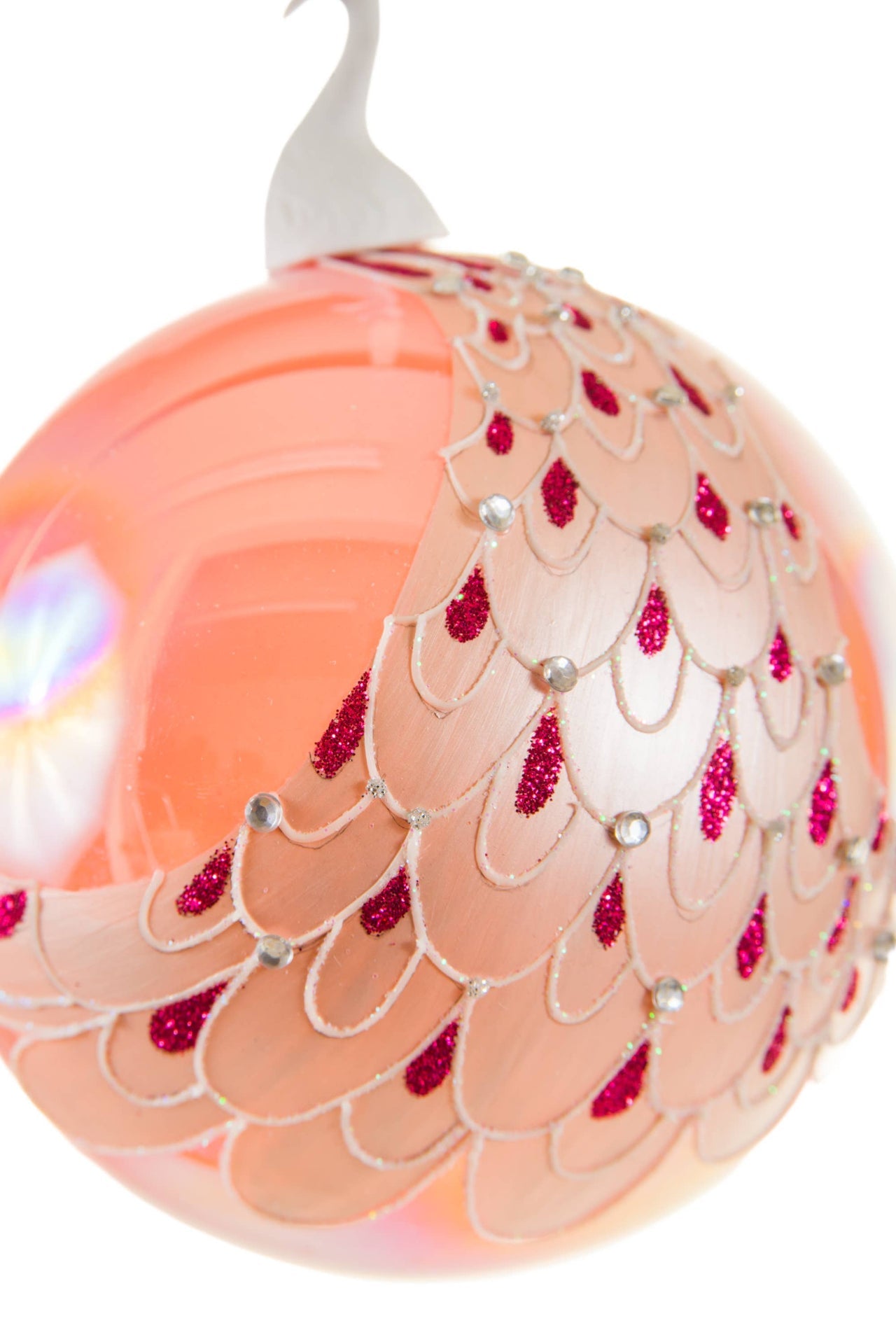Boule de Noël Paon Rose