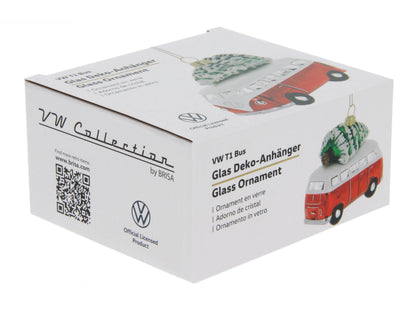 Décoration de Noël VW T1 Bus Rouge & Blanc avec Sapin