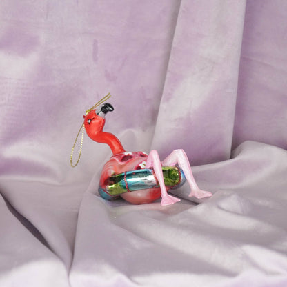 Weihnachtskugel Flamingo am Strand