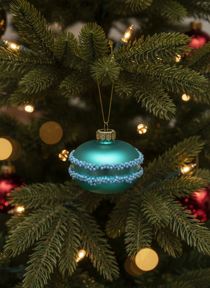 Boule de Noël Macaron Bleu