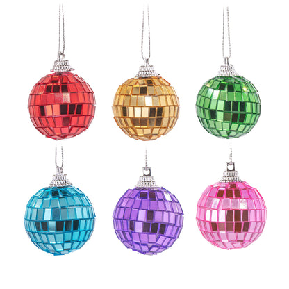 Multicolored Faceted Christmas Baubles 6-Pack