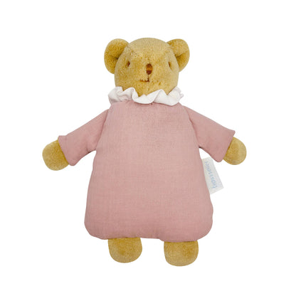 Ours Nid d'Ange Doudou Hochet - Coton Bio Vieux Rose