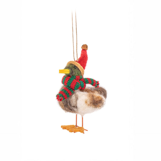 Hängende Weihnachtsdekoration Ente mit Hut und Schal
