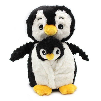 LES PTIPOTOS - PELUCHE 25CM MAMAN & BÉBÉ PINGOUIN NOIR