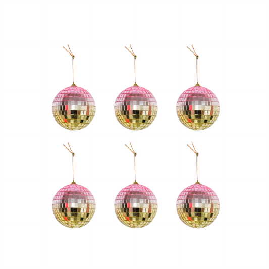 Disco-Weihnachtskugel Roségold - 6er-Pack