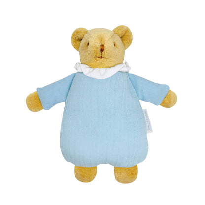 Ours Nid d'Ange Doudou Hochet - Coton Bio Bleu Ciel