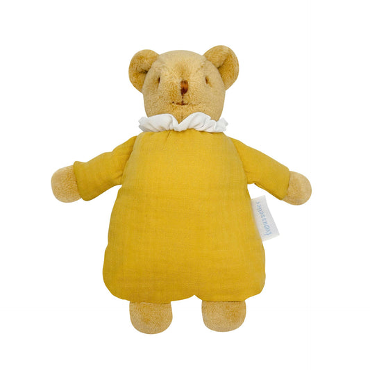 Ours Nid d'Ange Doudou avec Hochet - Coton Bio Curry